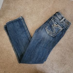 Distressed bootcut jeans